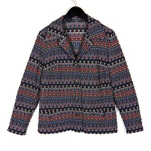 Vintage 1970's Crewel Knit Parkshire Blazer Jacket Cardigan Size L Retro Stretch